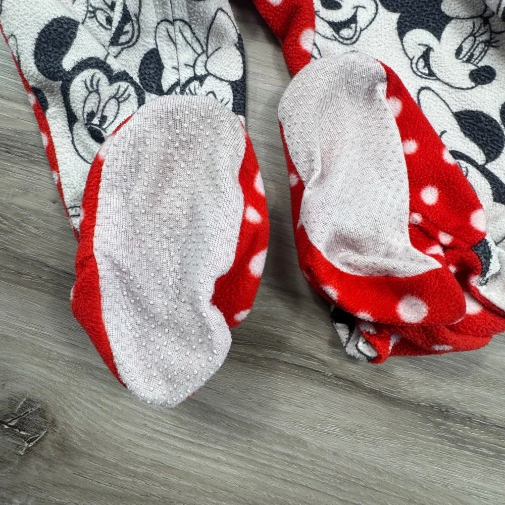 Disney Minnie Mouse‎ Baby Girls Fleece Footed Pajamas Sleepers 18M Red White